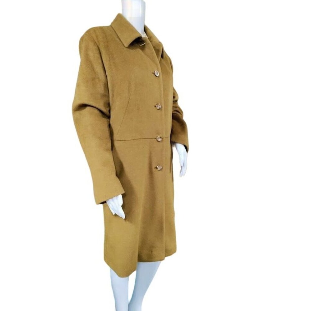 Vintage 70s Pierrette Superangora Wool Cashmere Angora Button Down Over Coat Cam - Picture 5 of 16